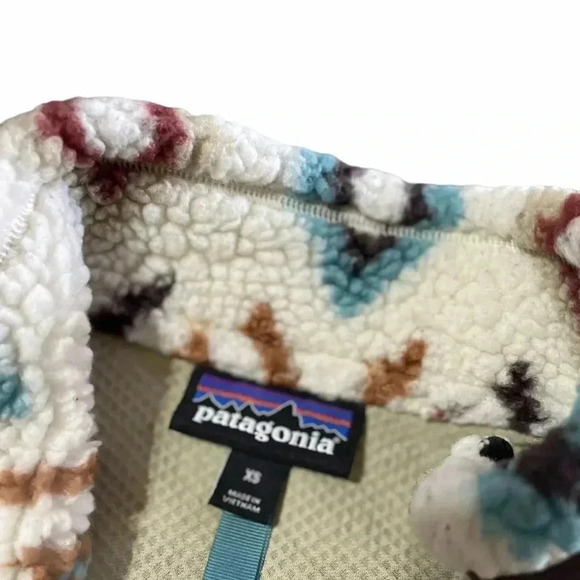 Patagonia Women’s Fleece Vest Cream Brown Diamond Southwest Print Size XS. - Picture 4 of 4